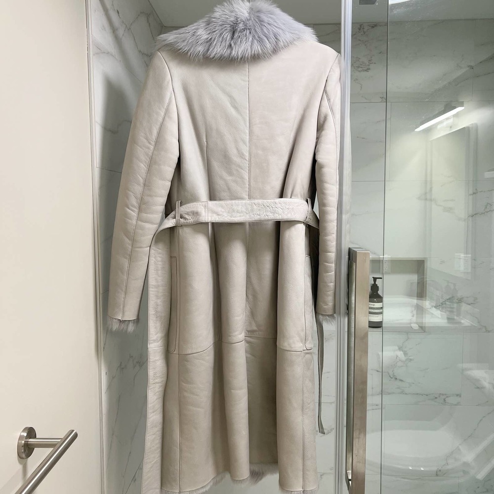 REISS Lonine Shearling Coat in Grey - Picture 11 of 14